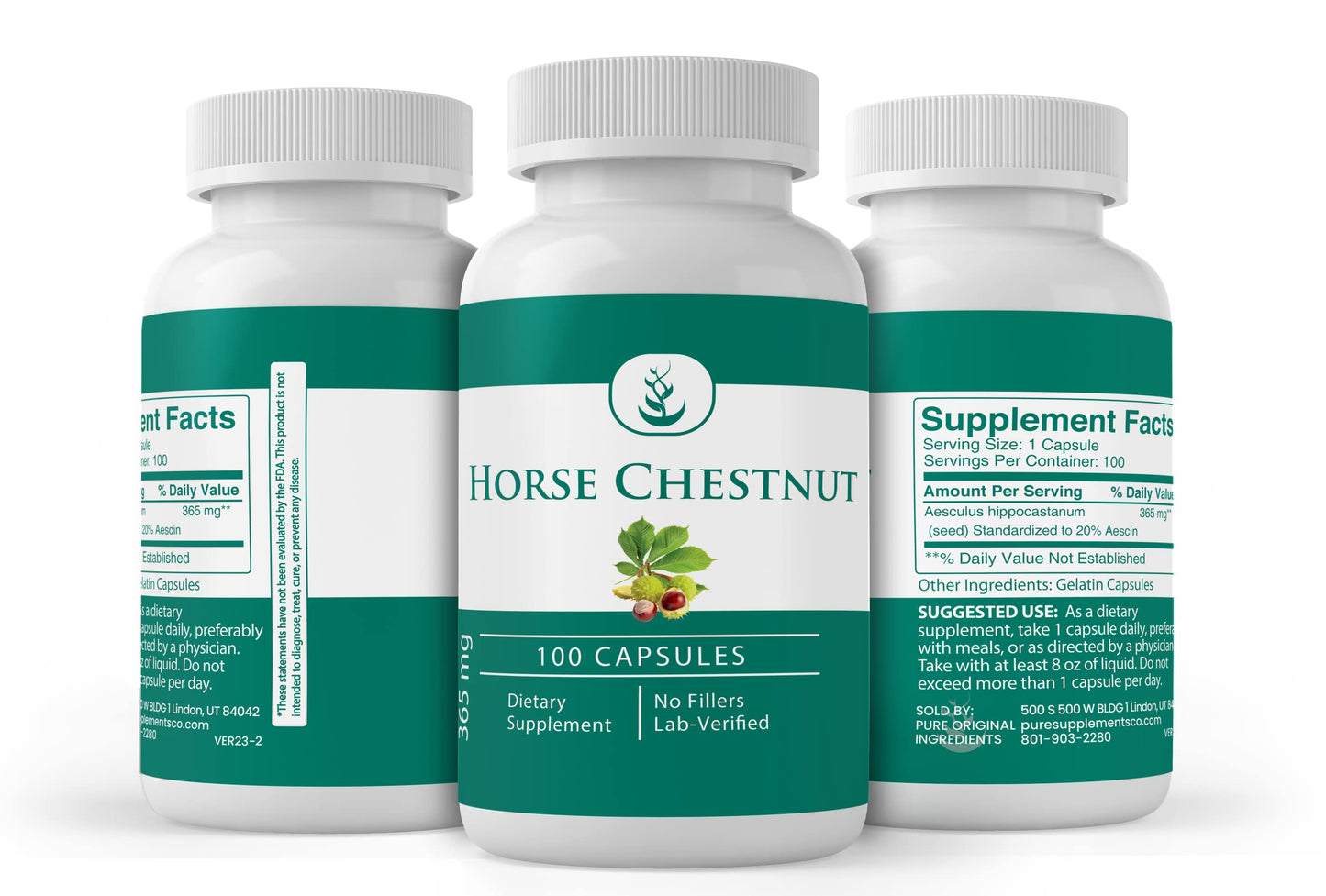 Pure Original Ingredients Horse Chestnut 100 Capsules | Always Pure, No Additives or Fillers | Lab Verified