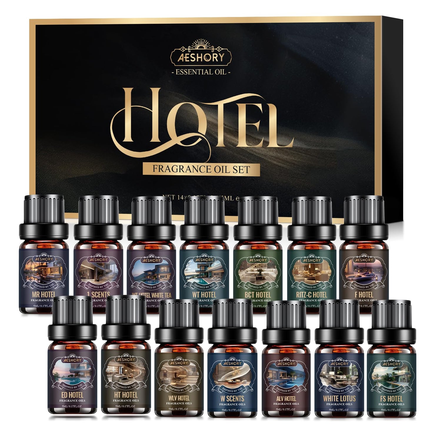 Hotel Diffuser Oils Set – 14Pcs Luxury Fragrance Oils for Diffusers, Soaps & Candles