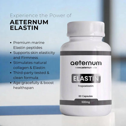 Aeternum Elastin 500mg Capsules – 180 Count | Marine Elastin for Skin Elasticity