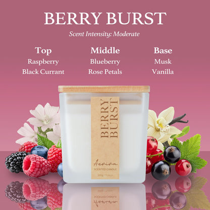 Aeviva Berry Burst Aromatherapy Candle – 7.04 oz Natural Soy Wax, Wooden Wick, 45 Hours Burn Time