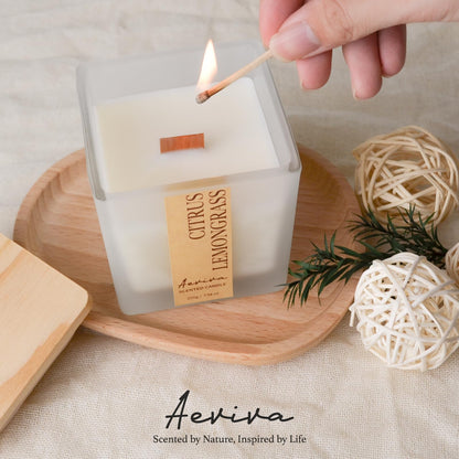 Aeviva Citrus & Lemongrass Soy Candle | Wooden Wick 7.04 oz