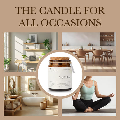 Aeviva Vanilla Scented Candle – Soy Wax, Double Wood Wick, Amber Jar