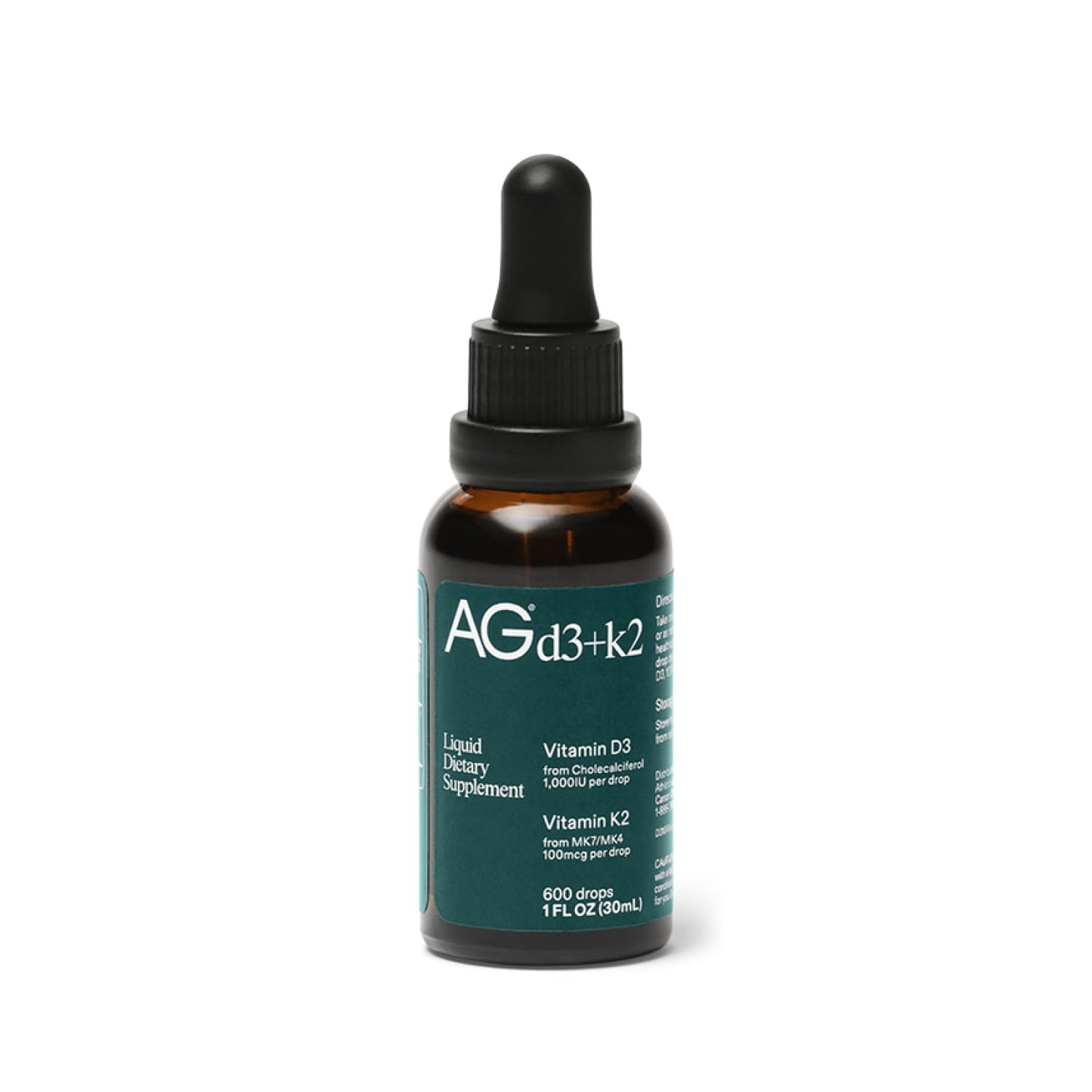 AG1 Vitamin D3 K2 Drops – 1000IU D3, 100mcg K2 per Serving | Supports Bone Density