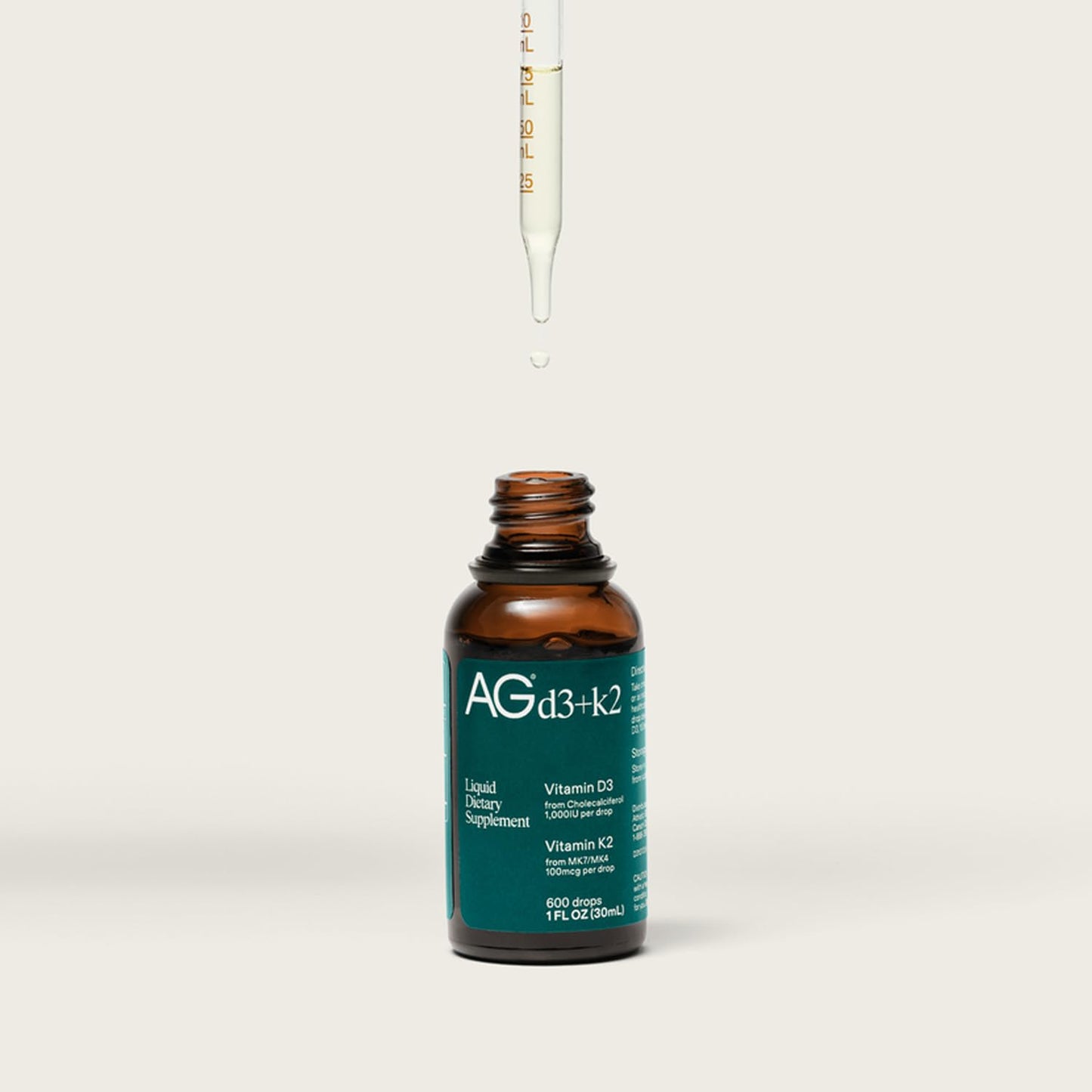 AG1 Vitamin D3 K2 Drops – 1000IU D3, 100mcg K2 per Serving | Supports Bone Density