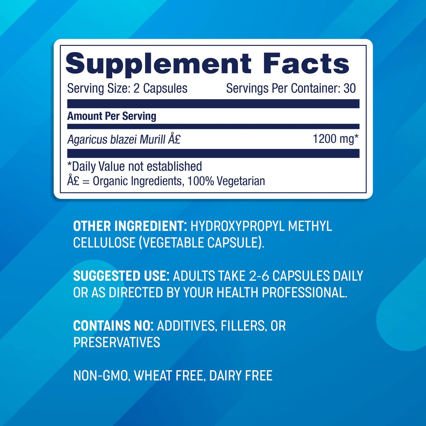 Agaricus Bio 600 mg - USA-Grown Organic ABM Mushroom for Immune Support