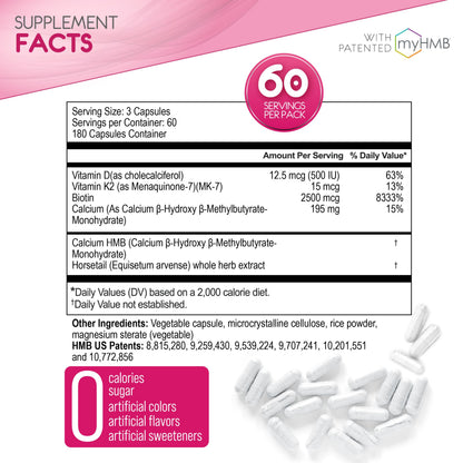 AgelessLX HMB Supplements for Women | Collagen Enhancer Capsules, Youthful Skin & Lean Muscle – Biotin, D3 & K2 | 60 Servings