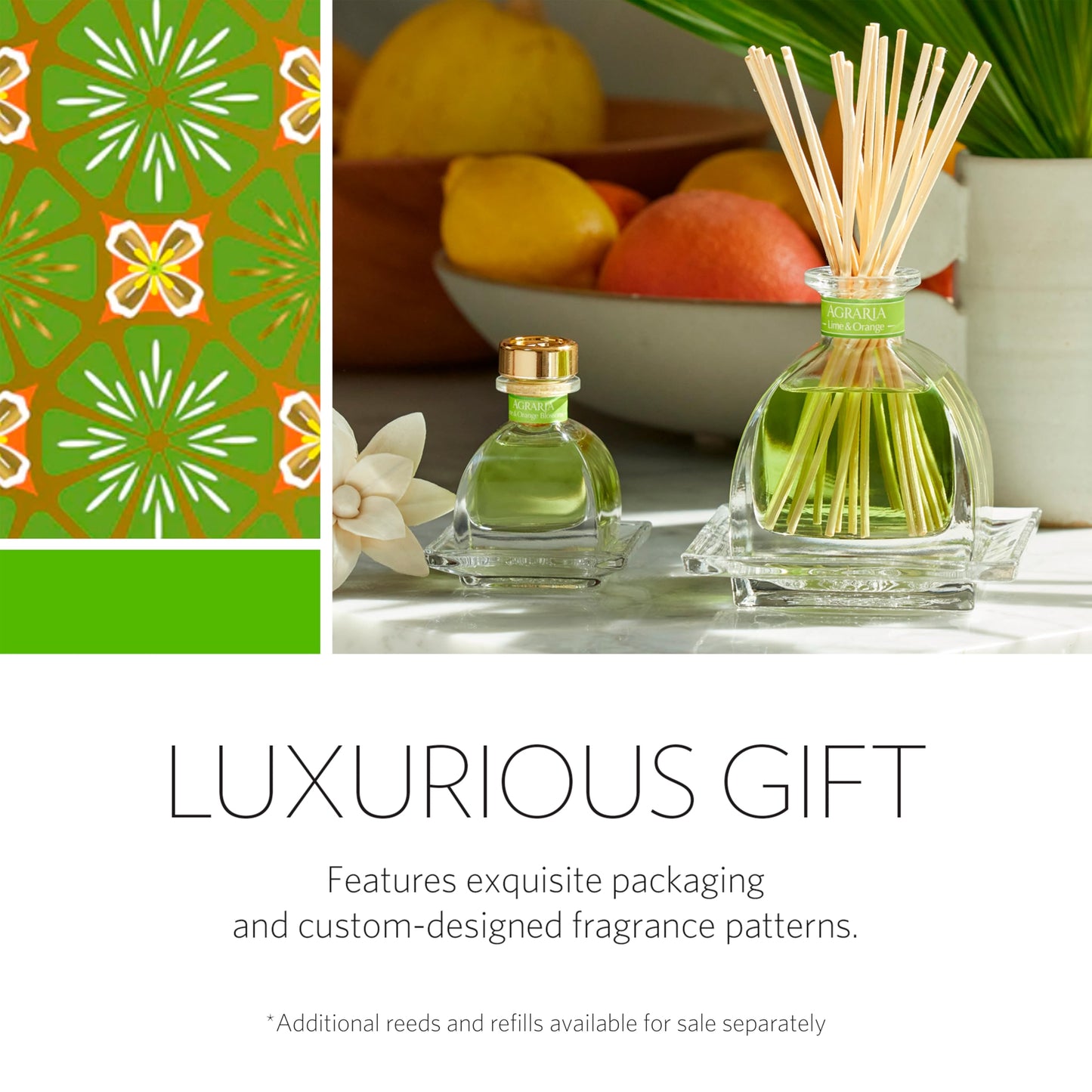 AGRARIA AirEssence Flower and Reed Diffuser Set – Handmade Sola Flower Home Fragrance