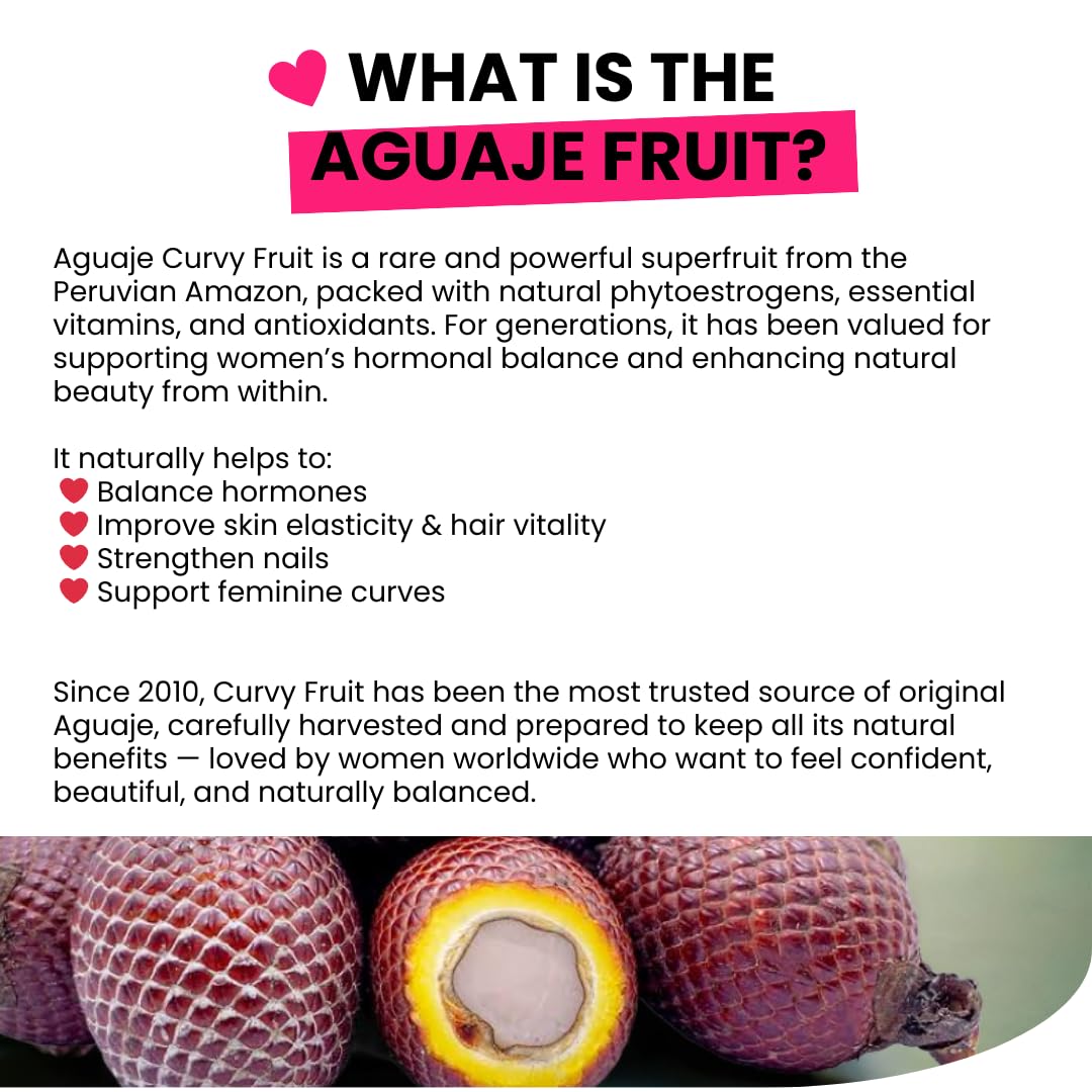 Original Aguaje CurvyFruit Pills – 550 mg x 100 (31 Days) – Peruvian Amazon