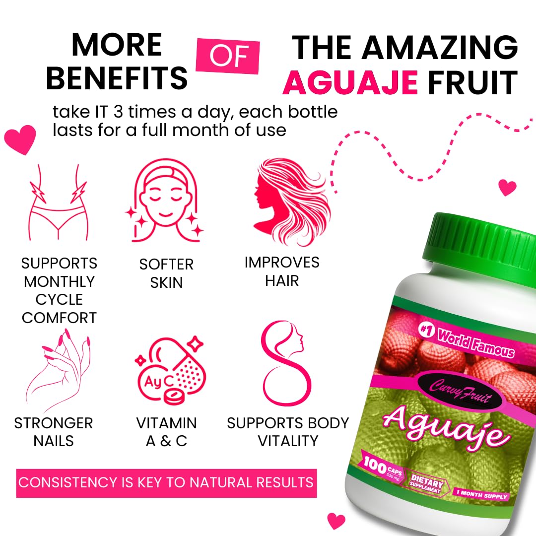 Original Aguaje CurvyFruit Pills – 550 mg x 100 (31 Days) – Peruvian Amazon