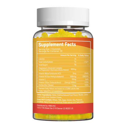 Agumoon Magnesium Gummies 800mg with Zinc & B Vitamins – Pineapple, 120 Count | Non-GMO, Gluten-Free
