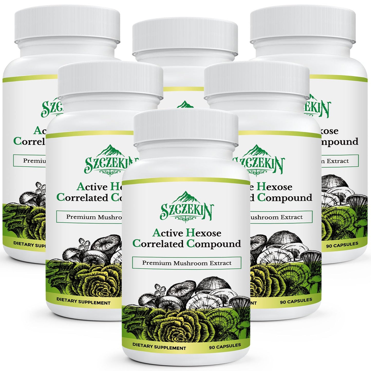 SZCZEKIN AHCC 1500 mg with 8 Mushroom Extracts – 540 Vegan Capsules