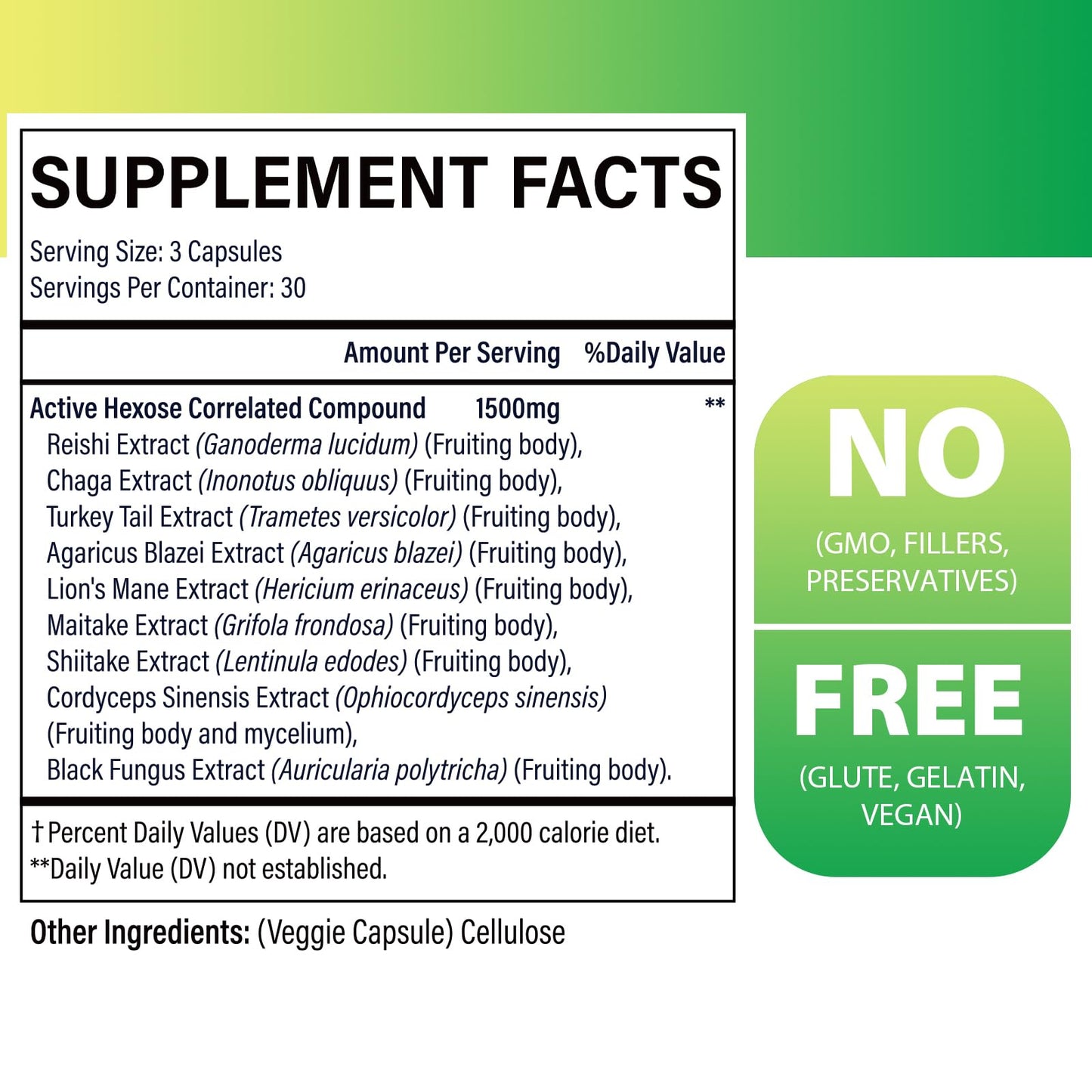SZCZEKIN Active Hexose Correlated Compound 1500 mg - 8 Mushroom Extract Immune Support, 90 Vegan Capsules