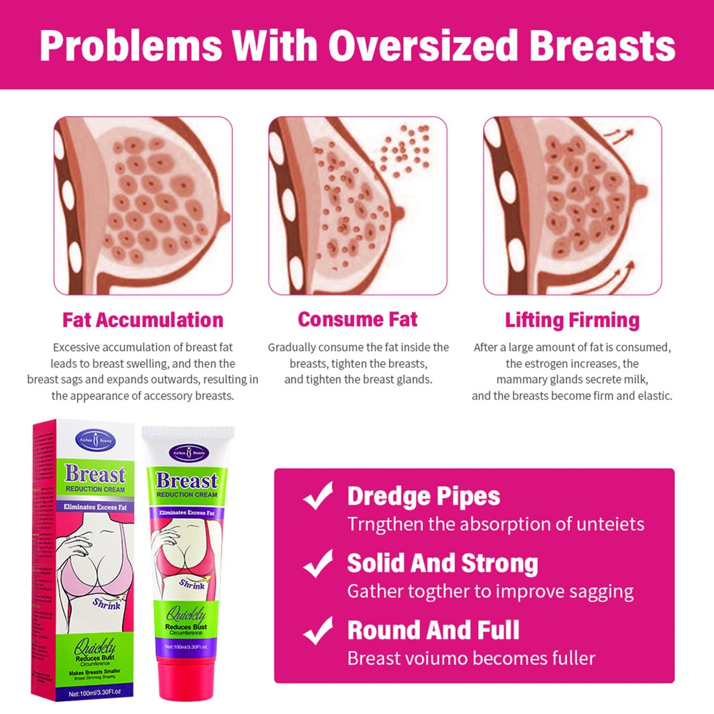 AICHUN BEAUTY Breast Reduction Cream - Shrink Bust, Quick Slimming & Shaping, 100ml