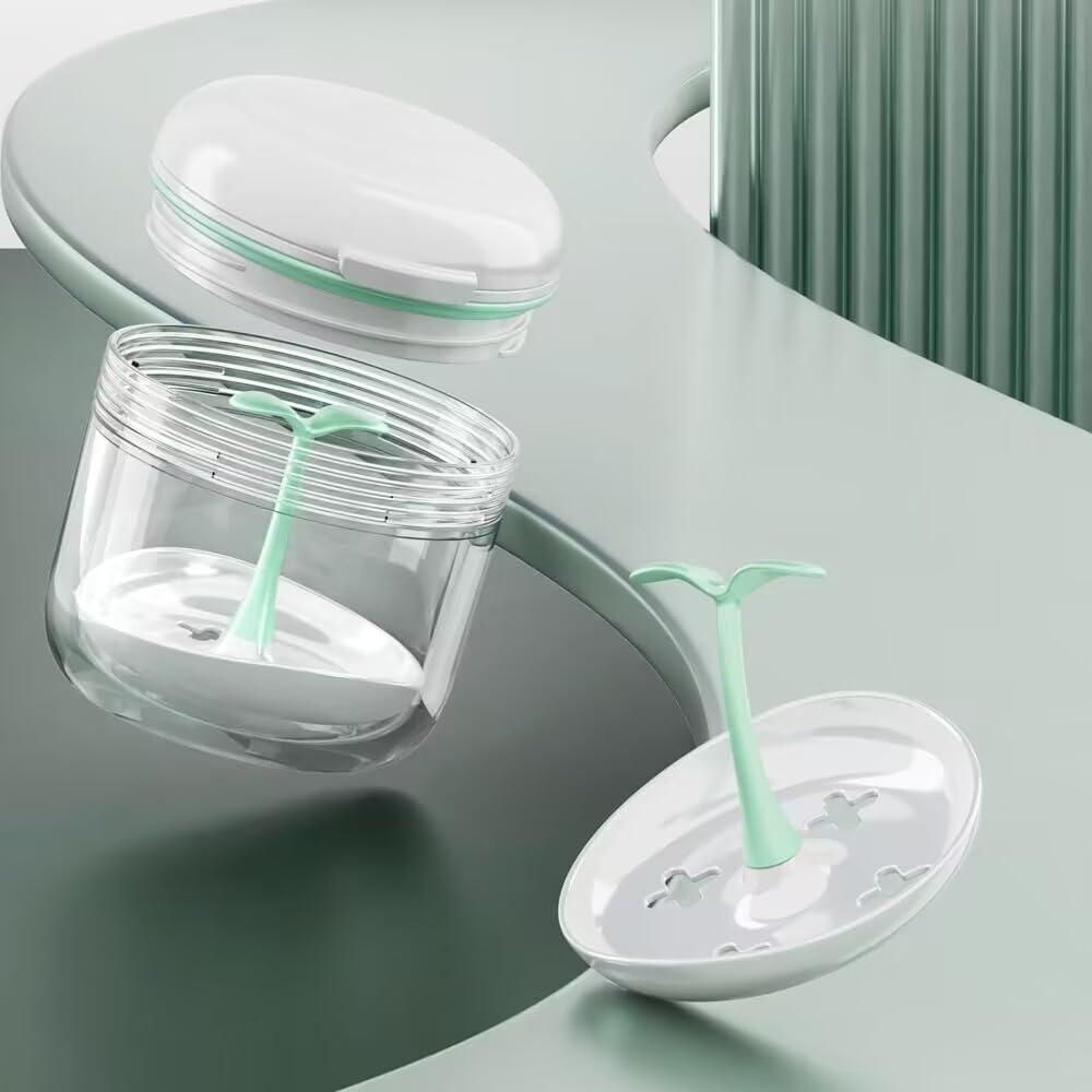 Aidarmoll Denture Bath Cup – Retainer Case & Night Guard Holder with Drain Tray