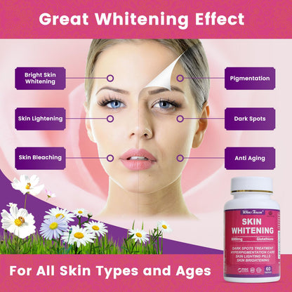 AIHIYO Skin Whitening Pill | 8000mg Glutathione, Dark Spots & Melasma, 60 Tablets