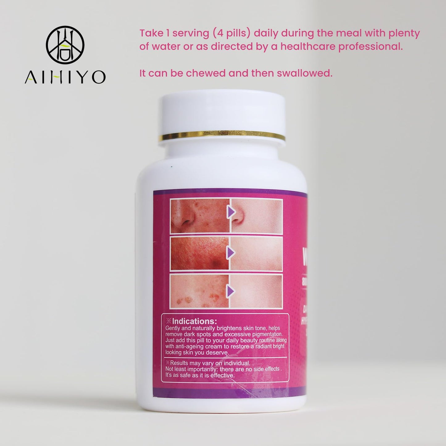 AIHIYO Skin Whitening Pill | 8000mg Glutathione, Dark Spots & Melasma, 60 Tablets