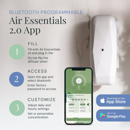 Air Esscentials Diamond Gift Set - Bluetooth Diffuser with 2 Signature Scents (White)
