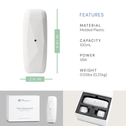 Air Esscentials Diamond Gift Set | Pet-Friendly Bluetooth Diffuser White
