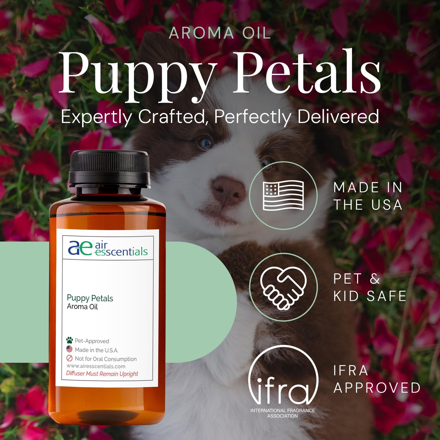 Air Esscentials Puppy Petals Aroma Oil – Pet-Preferred 300mL for Diffusers