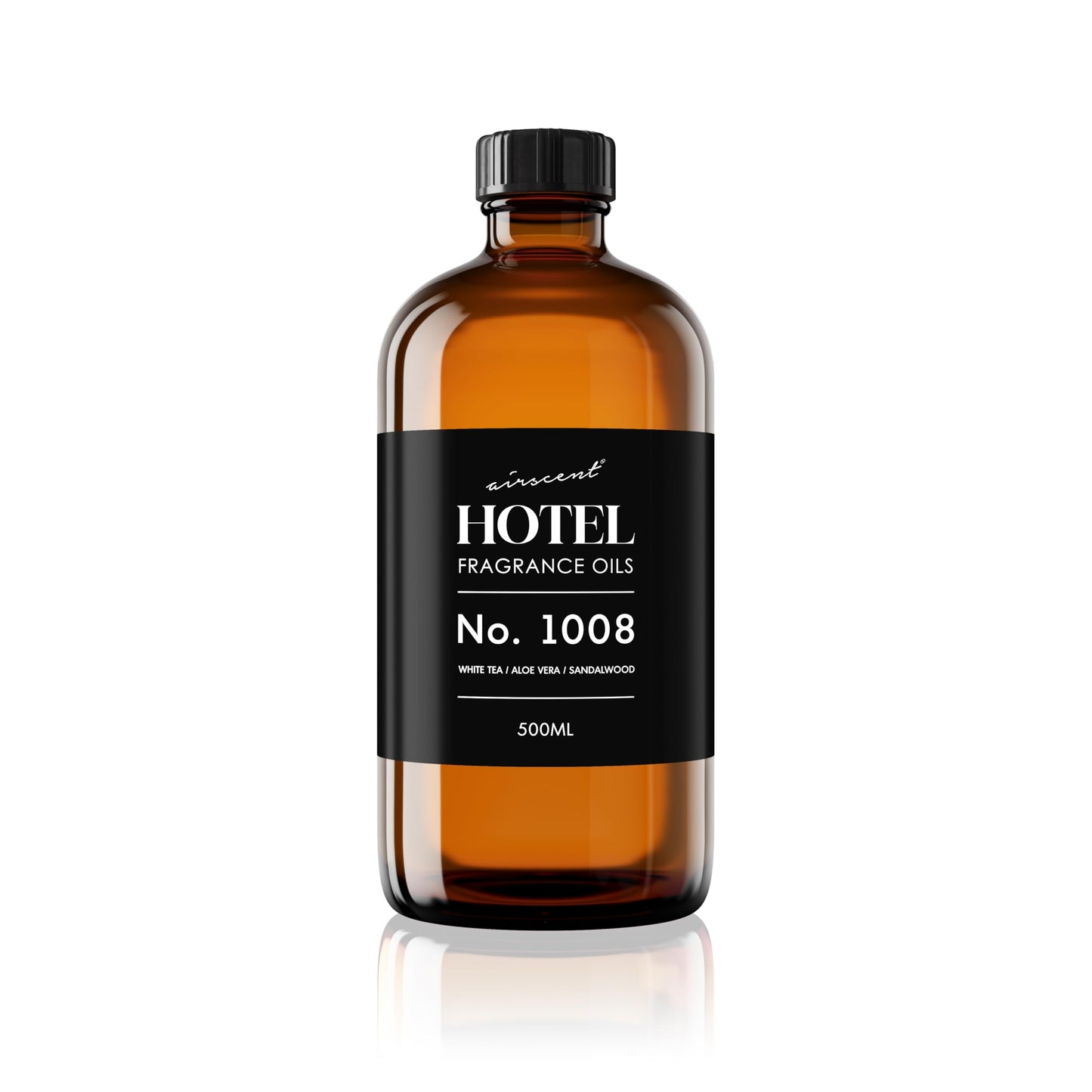 AirScent Hotel Diffuser Oil No. 1008 - White Tea, Aloe Vera & Sandalwood - 500 mL Glass Bottle