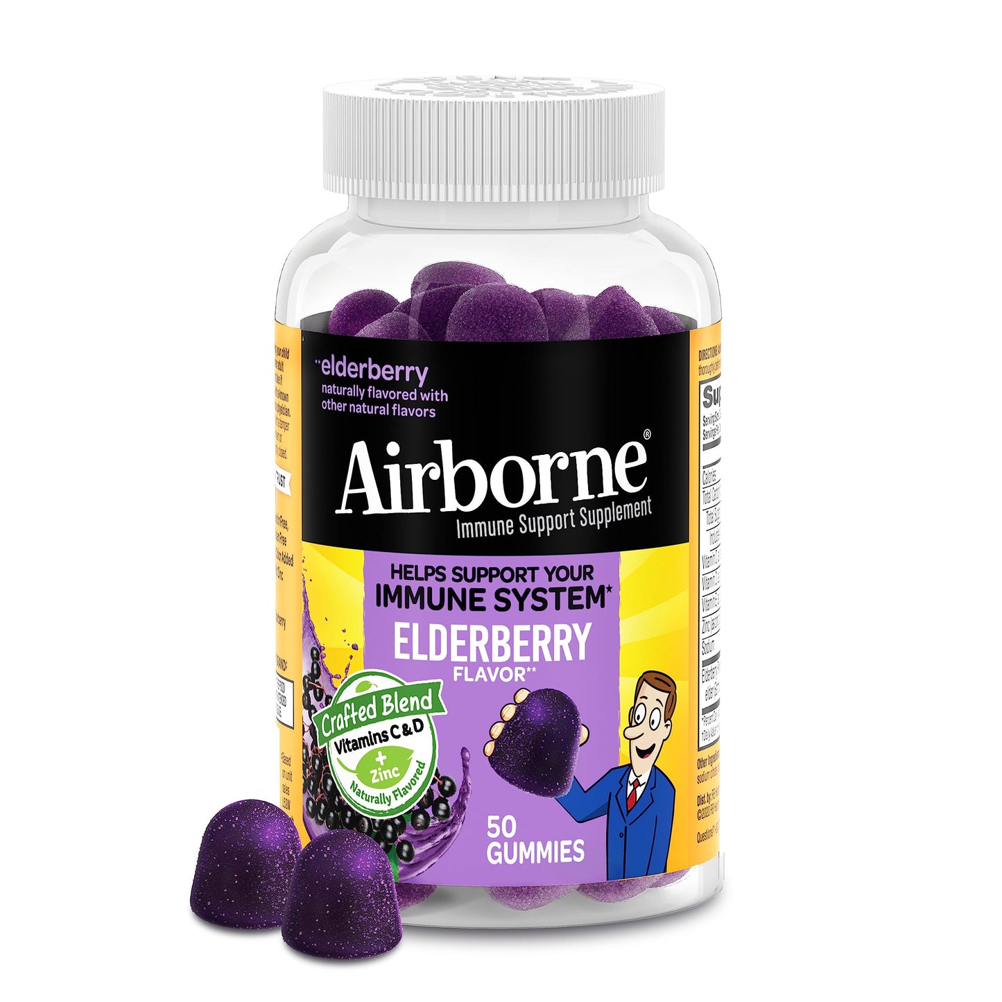 Airborne Elderberry Gummies with Zinc & Vitamin C for Adults – Immune Support