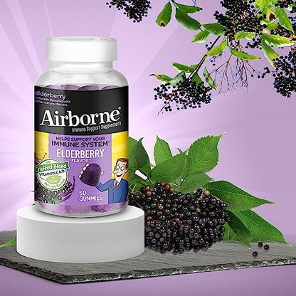 Airborne Elderberry Gummies with Zinc & Vitamin C for Adults – Immune Support