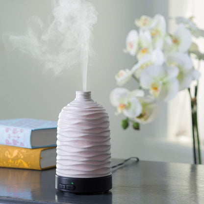 Airome Harmony Medium Porcelain Essential Oil Diffuser | 100 mL Ultrasonic Diffuser, 8 Color LED Lights, Auto Shut-Off