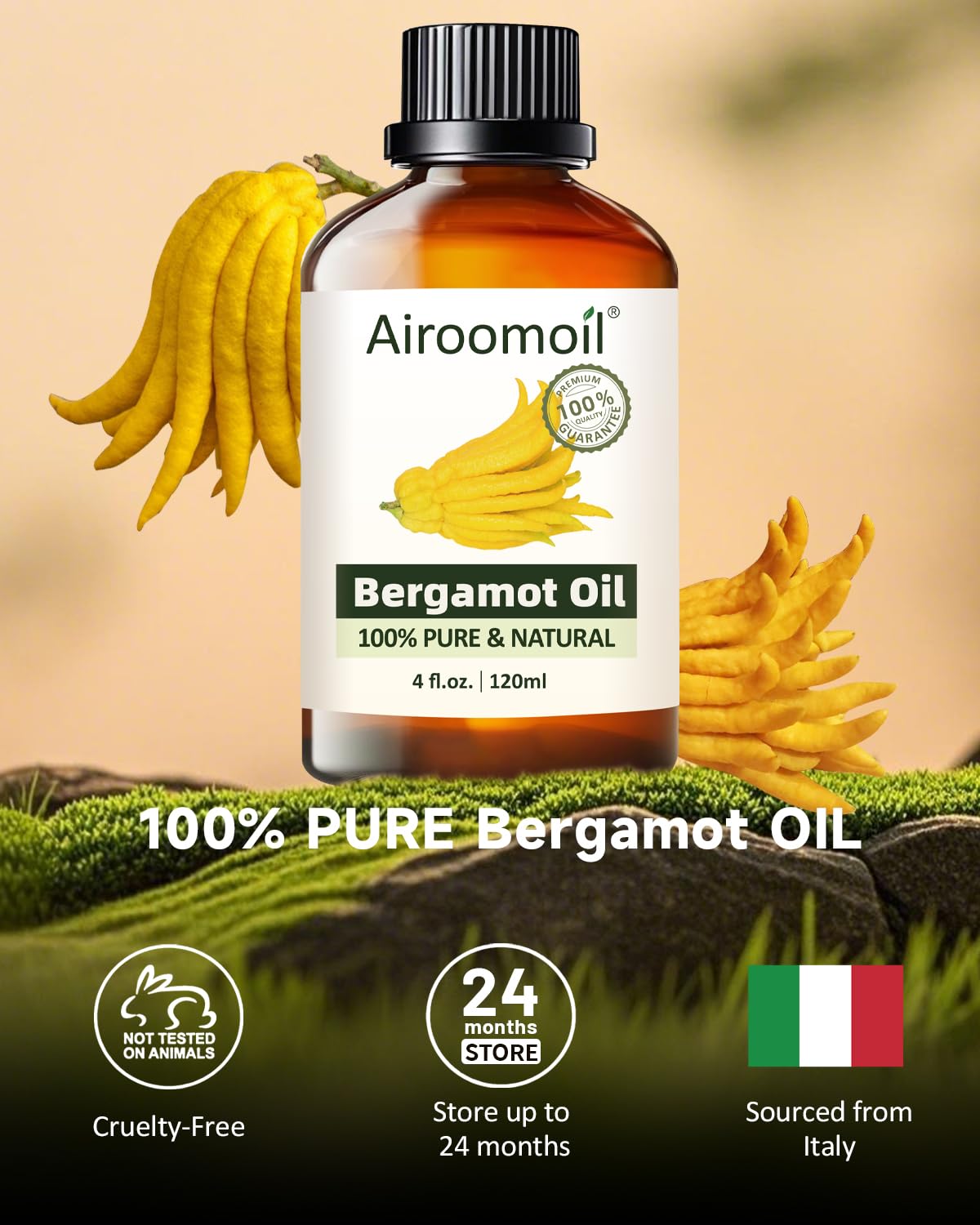 Bergamot Essential Oil – Pure Citrus for Diffusers & Soap Making | Airoomoil 4 fl oz