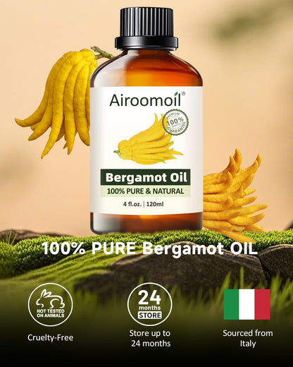 Bergamot Essential Oil – Pure Citrus for Diffusers & Soap Making | Airoomoil 4 fl oz