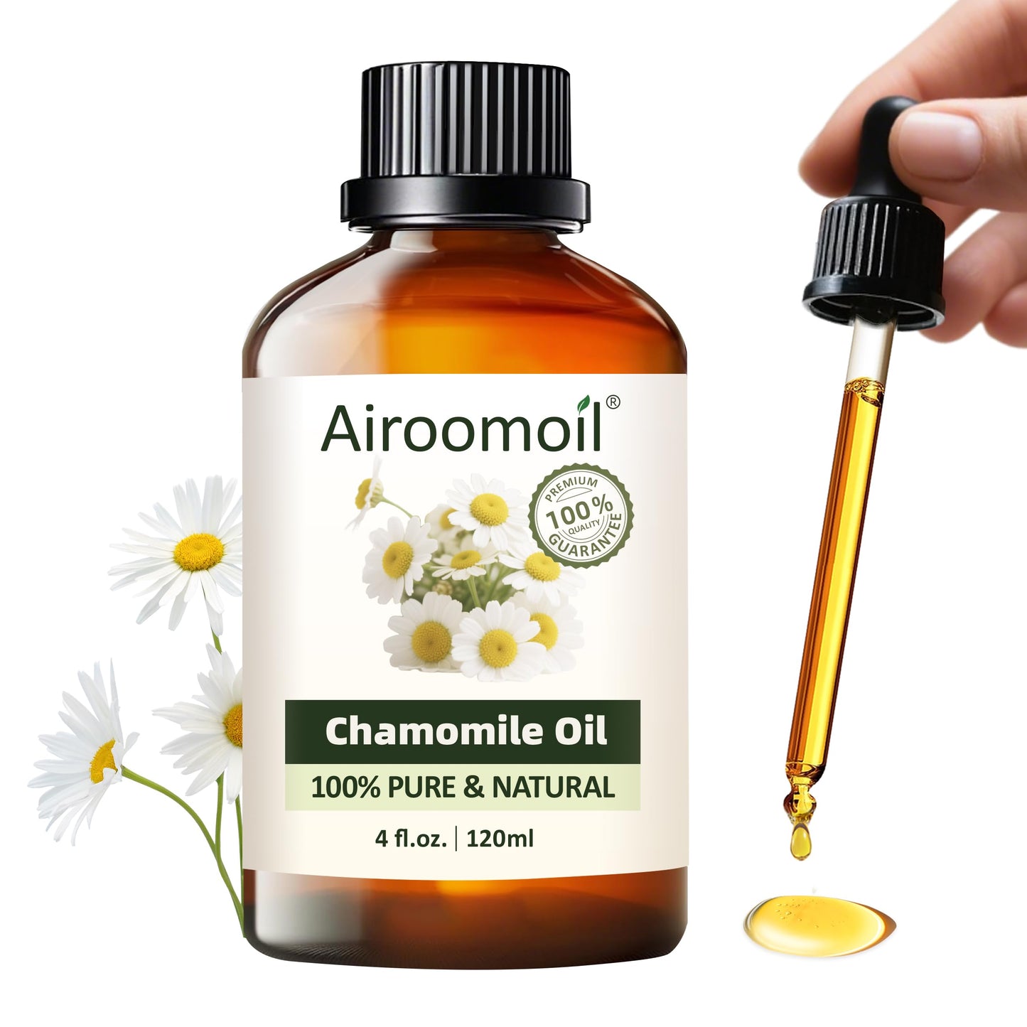 Airoomoil Chamomile Essential Oil - 4 oz / 120 ml, 100% Natural