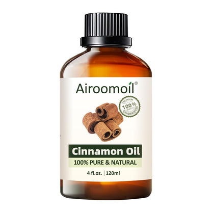 Airoomoil Cinnamon Essential Oil – 4 oz / 120 ml, 100% Natural Premium Grade for Diffusers, Skin & Massage