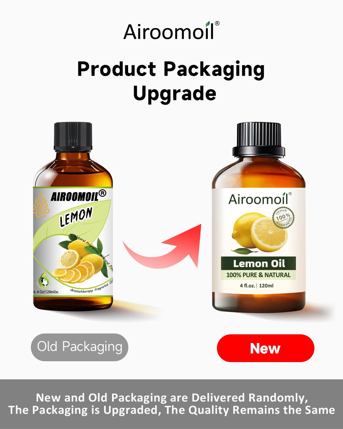 Airoomoil Pure Lemon Essential Oil – 100% Natural, Premium Grade (4 fl oz, 120 ml)