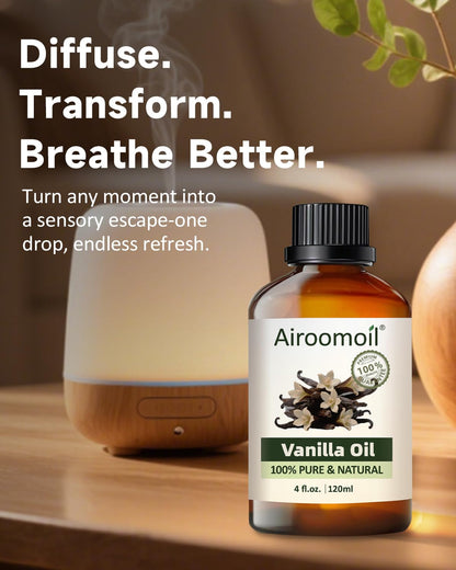 Airoomoil Vanilla Essential Oil 4 oz – 100% Pure & Natural for Diffusers & Aromatherapy