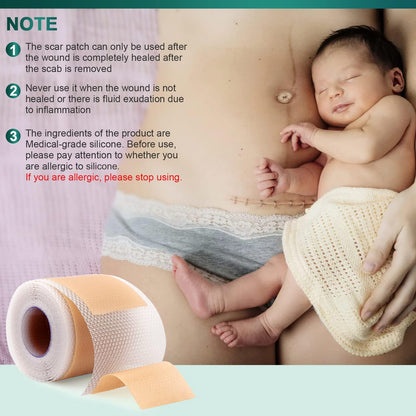 AirroYE Silicone Scar Sheets Roll 1.6x120 - Reusable Scar Tape for Surgical Scars, Keloids, C-Section & Burns