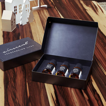 AirScent Christmas Tree Diffuser Oil 3 Pack Gift Set - 10 mL Each | Evergreen Wonderland, Balsam Fir & Snow Spruce