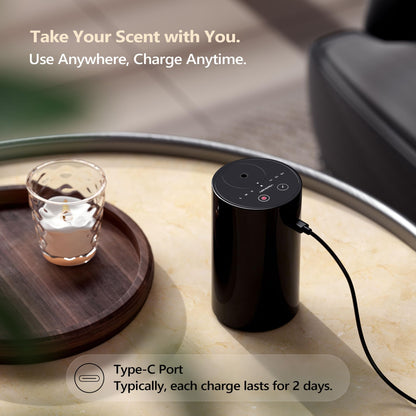 Airversa Waterless Diffuser – Battery-Operated Nebulizer for Essential Oils (AN8 Black)