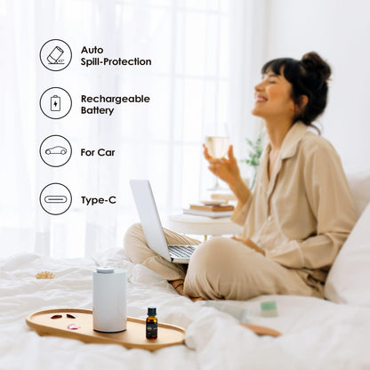 Airversa Waterless Diffuser Starter Kit – Four Seasons Hotel Inspired, Battery-Operated White AN6