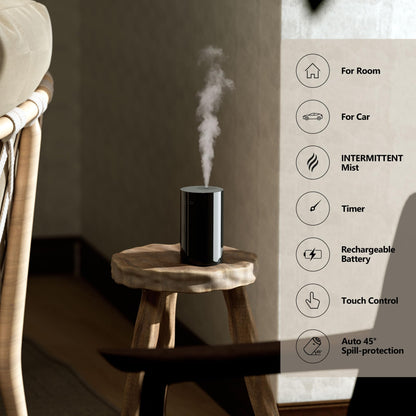 Airversa Waterless Diffuser Starter Kit AN8 Kit2 Black — 4x 10mL Fragrance Oils, USB-C Rechargeable