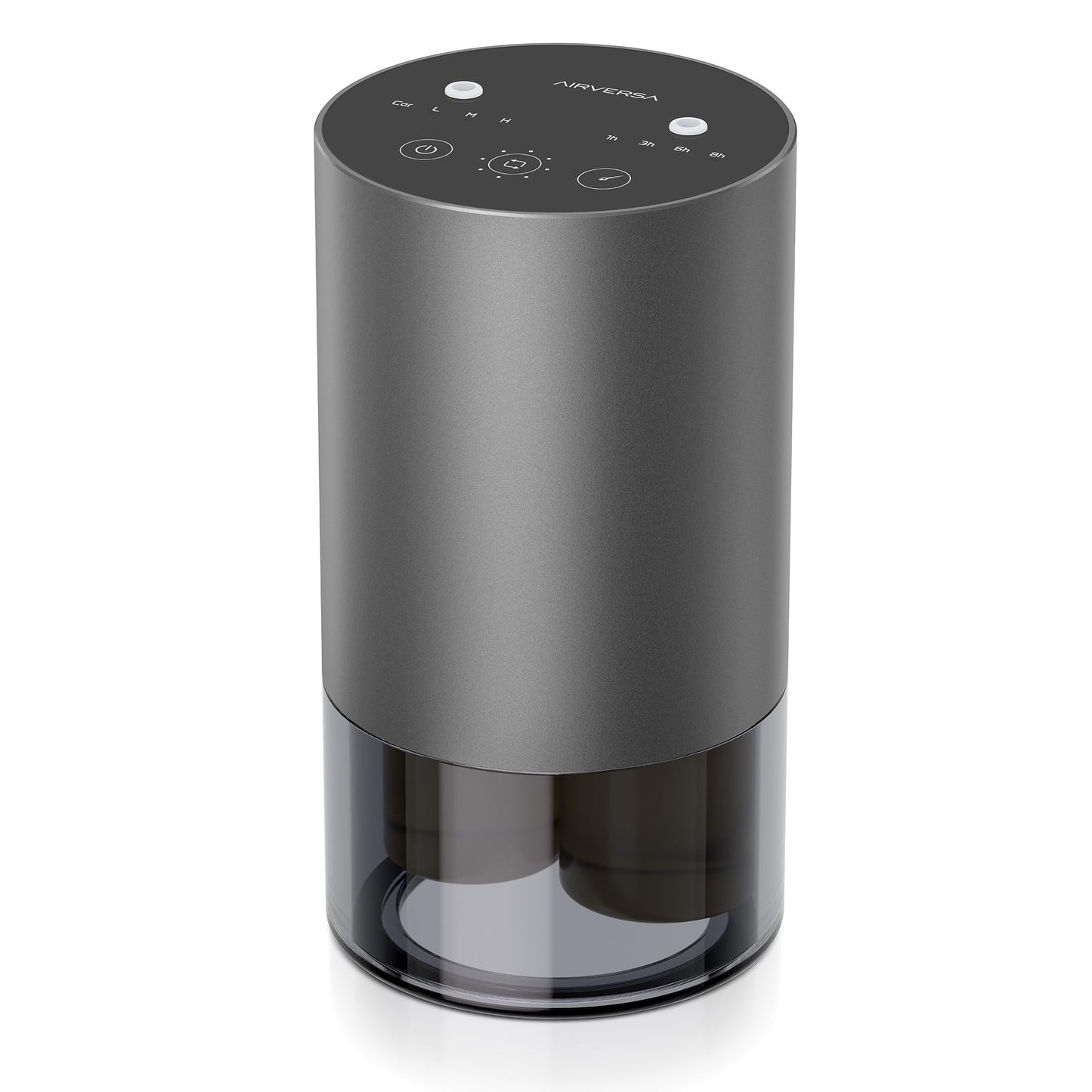 Airversa Waterless Dual-Nozzle Essential Oil Diffuser – 5 Timers, 4 Mist Levels, Car Mode, Iron Grey