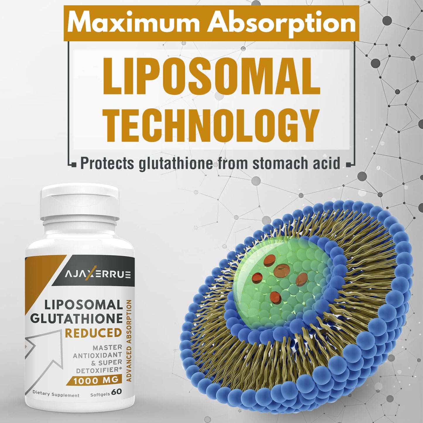 AJAXERRUE 1400 mg Liposomal Glutathione | Superior Absorption + Vitamin C