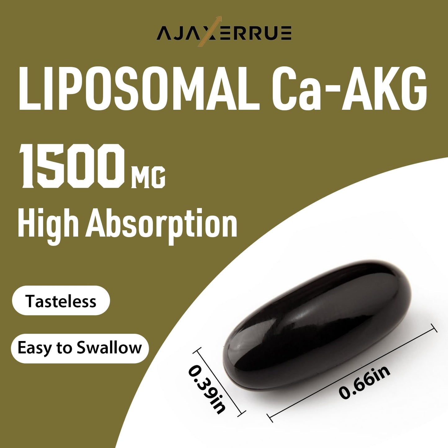 AJAXERRUE Liposomal Calcium AKG 1500 mg – Enhanced Absorption for Longevity & Metabolic Support | 60 Softgels