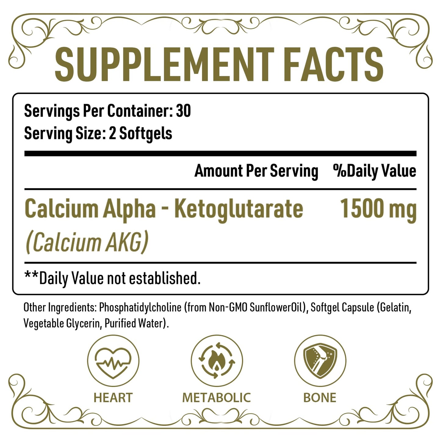 AJAXERRUE Liposomal Calcium AKG 1500 mg – Enhanced Absorption for Longevity & Metabolic Support | 60 Softgels