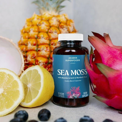 Akasha Superfoods Sea Moss Capsules – Organic Irish Moss with Bladderwrack, Burdock & BioPerine | Vegan, Gluten Free, 60 Count