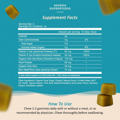 Akasha Sea Moss Glow Gummies – Hair, Skin & Nails Vitamins, 60 Count