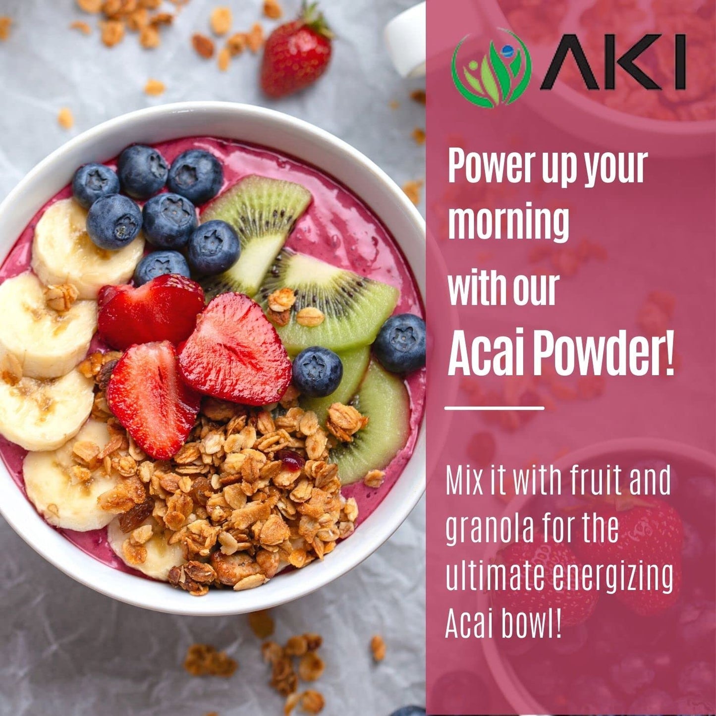 AKI Acai Powder - Non-GMO, Vegan, Gluten Free | 150g Smoothie Powder