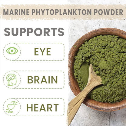 AKI Marine Phytoplankton Powder – Vegan Omega-3 EPA, Plant-Based Protein, 2oz/57g