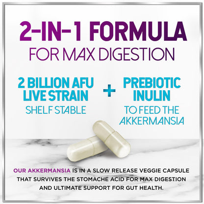 Akkermansia Probiotic 2B AFU – GLP-1 Support + Inulin Fiber | 120 Capsules | USA