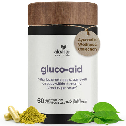 AKSHAR Ayurveda Gluco Support - Gymnema, Bitter Melon, Turmeric (60 Capsules)