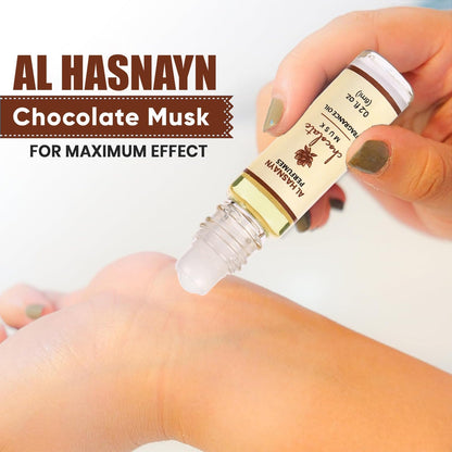 AL-HASNAYN Chocolate Musk Fragrance Oil Roll-On Perfume 0.20 fl oz (6ml) - Alcohol Free - Long-Lasting - Gifts for Men & Women