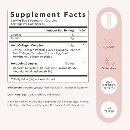 Alaya Naturals Hydrolyzed Multi Collagen Capsules – 120 Count | Grass-Fed, Marine & Chicken Sources